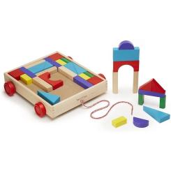 Кубики Melissa&Doug Набор деревянных блоков на тележке Фото 1