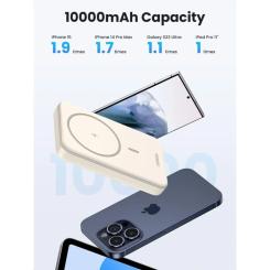 Батарея универсальная Ugreen 10000mAh 20W Magnetic Wireless beige Фото 2