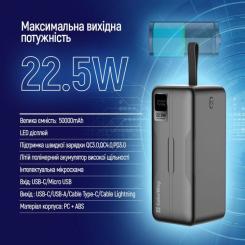 Батарея универсальная ColorWay 50 000 mAh PD/18W, QC3.0/22.5, Digital Display, Bl Фото 8
