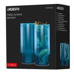 Набор стаканов Ardesto 380мл, 2шт, скло, блакитний Фото 6