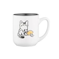 Чашка Ardesto Cat, 380мл, кераміка, біло-сірий Фото