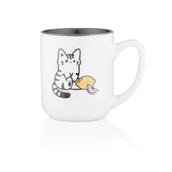 Чашка Ardesto Cat, 380мл, кераміка, біло-сірий Фото 1