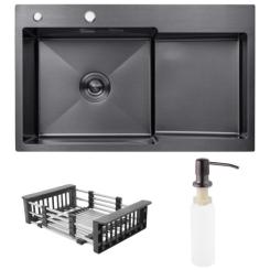 Мойка кухонная Kroner Schwarze-7848LHM Фото