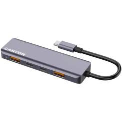 Концентратор Canyon hub DS-18 5in1 USB-C Grey Фото 1