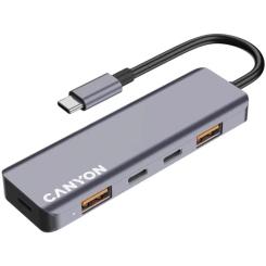 Концентратор Canyon hub DS-18 5in1 USB-C Grey Фото 2