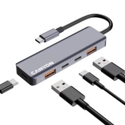Концентратор Canyon hub DS-18 5in1 USB-C Grey Фото 4