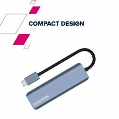 Концентратор Canyon hub DS-18 5in1 USB-C Grey Фото 7
