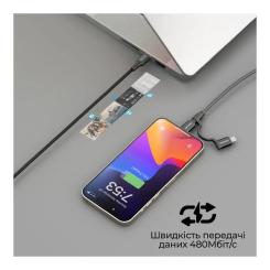 Дата кабель Promate USB-C to USB-C + Lightning black Фото 5
