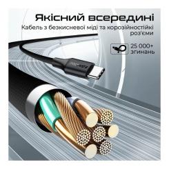 Дата кабель Promate USB-C to USB-C + Lightning black Фото 6