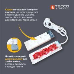Сетевой удлинитель TECCO 1.5м 2 поста white Фото 2