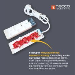Сетевой удлинитель TECCO 1.5м 2 поста white Фото 3