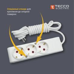 Сетевой удлинитель TECCO 1.5м 2 поста white Фото 6