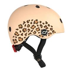 Шлем Scoot&Ride 45-51см , леопард, з ліхтариком Фото 1