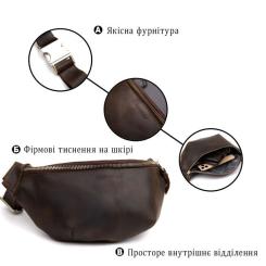 Сумка Grande Pelle Бананка в винтажной коже Коричневая Фото 3