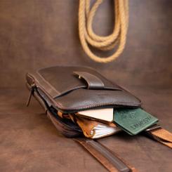 Сумка Shvigel На два отделения кожаная Коричневая Фото 9