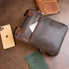 Сумка Shvigel На два отделения кожаная Коричневая Фото 10