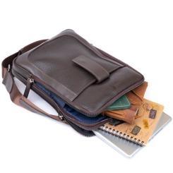 Сумка Shvigel На два отделения кожаная Коричневая Фото 4