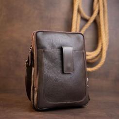 Сумка Shvigel На два отделения кожаная Коричневая Фото 7