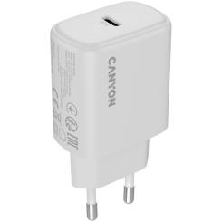 Зарядное устройство Canyon OnCharge 250 25W 1xPD EU White Фото 1