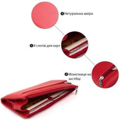 Кошелек ST Leather Из кожи женский Красный Фото 3