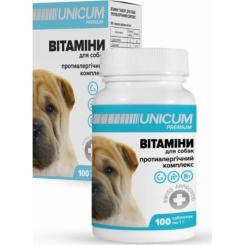 Витамины для собак Unicum PREMIUM противоаллергический комплекс 100 табл. Фото