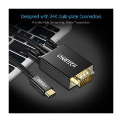 Кабель мультимедийный Choetech USB-C to VGA M 1.8m black Фото 3