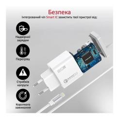 Зарядное устройство Promate 20W PD Lightning + USB QC3.0 Фото 3