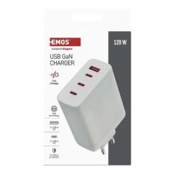Зарядное устройство EMOS V06G120 1xUSB-A + 3xUSB-C PD120W GaN Фото 5