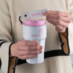 Термокружка Kite 450 мл біло-рожева Фото 5
