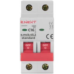 Автоматический выключатель E.NEXT 2-п e.mcb.stand. 16А C ( 4,5кА) Фото 1