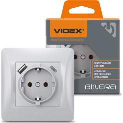 Розетка Videx VF-BNSK1GUC-SS Фото