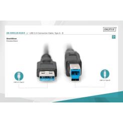 Дата кабель Digitus USB 3.0 AM/BM 1.8m black Фото 2