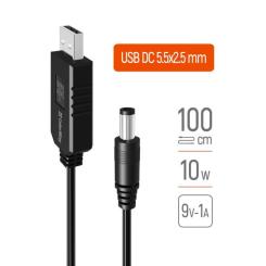 Кабель питания ColorWay USB to DC 5.5x2.5mm 9V 1.0m black Фото