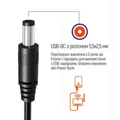 Кабель питания ColorWay USB to DC 5.5x2.5mm 9V 1.0m black Фото 8