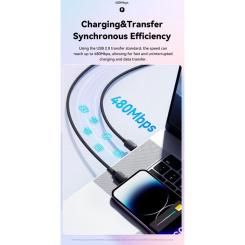 Дата кабель Essager USB-C to Lightning 2.0m 20W blue Фото 5