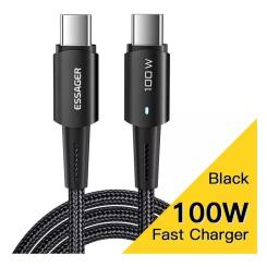 Дата кабель Essager USB-C to USB-C 1.0m 100W black Фото 1