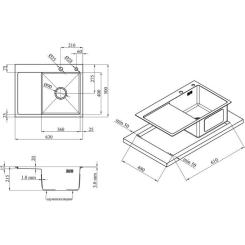 Мойка кухонная Kroner Geburstet-6350RHM Фото 8