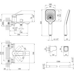 Душевой гарнитур Kroner Makon-C060 + змішувач Makon-C010 Фото 11