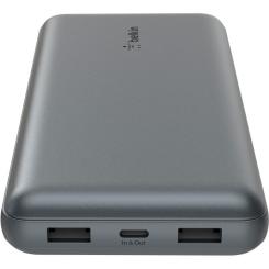 Батарея универсальная Belkin 10000mAh 15W 2xUSB-A, USB-C Gray Фото 2