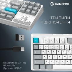 Клавиатура GamePro Asgard Ragnar Wireless/Bluetooth/USB UA White Фото 4