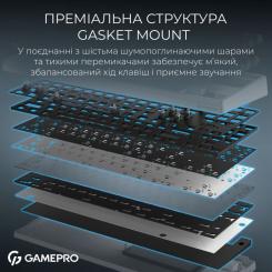 Клавиатура GamePro Asgard Ragnar Wireless/Bluetooth/USB UA White Фото 8