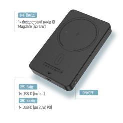 Батарея универсальная ColorWay 10 000 mAh PD/22.5W, 15W MagSafe Black Фото 5