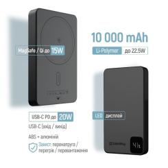 Батарея универсальная ColorWay 10 000 mAh PD/22.5W, 15W MagSafe Black Фото 6