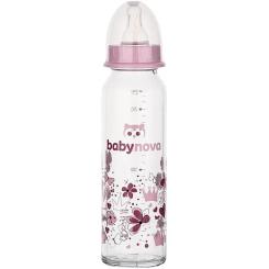 Бутылочка для кормления Baby-Nova скляна Рожева 240 мл Фото