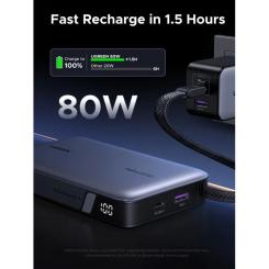 Батарея универсальная Ugreen 20000mAh 145W with Built-in Cable Фото 5