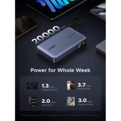 Батарея универсальная Ugreen 20000mAh 145W with Built-in Cable Фото 7