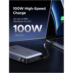 Батарея универсальная Ugreen 20000mAh 145W with Built-in Cable Фото 8
