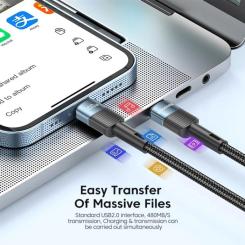 Дата кабель Essager USB-C to USB-C 0.5m 100W black Фото 5