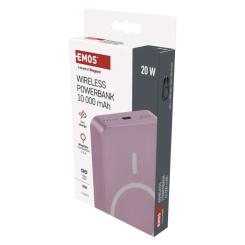 Батарея универсальная EMOS 10000mAh WI1046, 20W, Wireless, salmon Фото 4