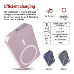 Батарея универсальная EMOS 10000mAh WI1046, 20W, Wireless, salmon Фото 5